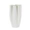 White Ceramic Abstract Ribbed Dimensional Folded Vase with Floral Shaped Rim